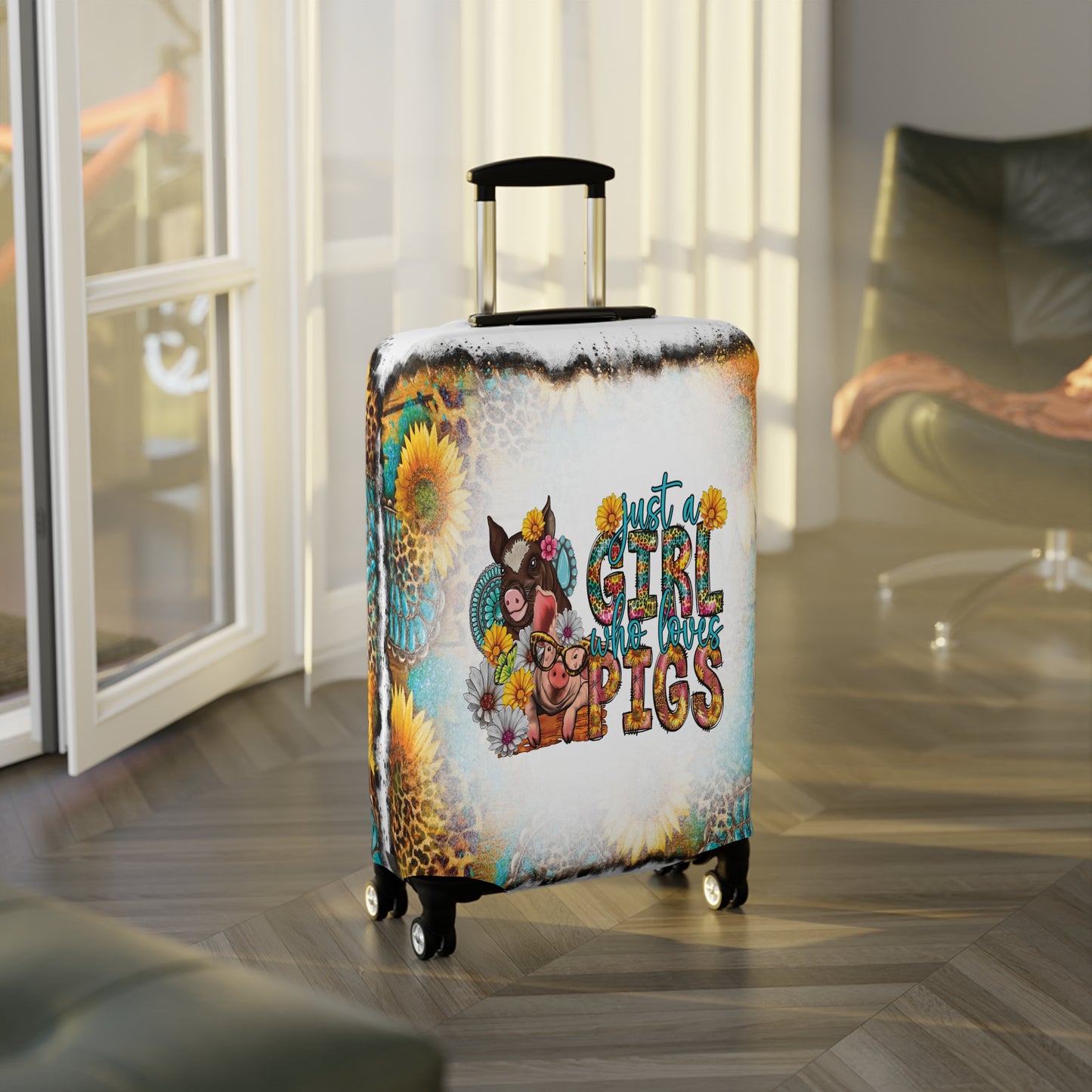 Luggage Cover, Country and Western, Just a Girl who Loves Pigs, awd-1012