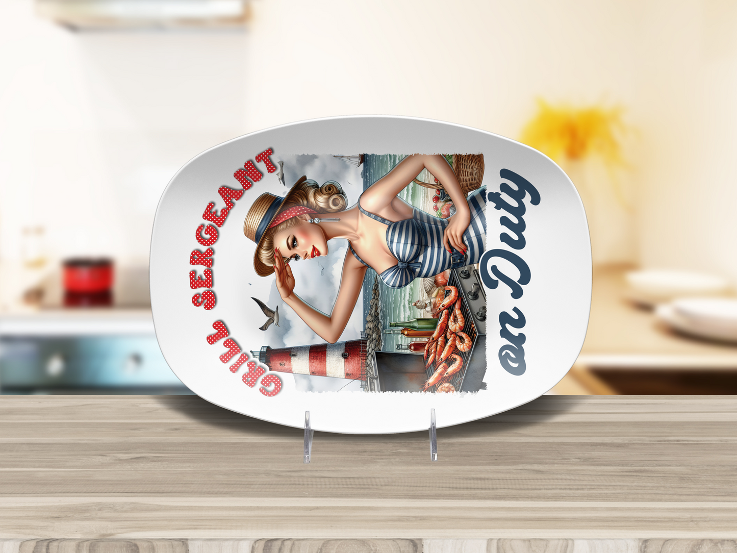 BBQ platter Grill Sergeant on Duty, 10"x14" Platter