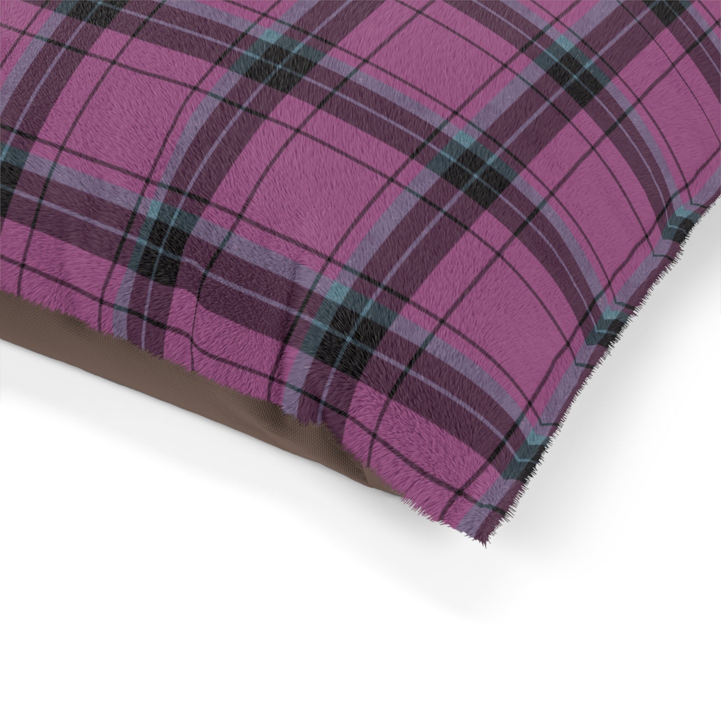 Luxury Pet Bed, feather soft fleece, Scottish Tartan, Pink & Black