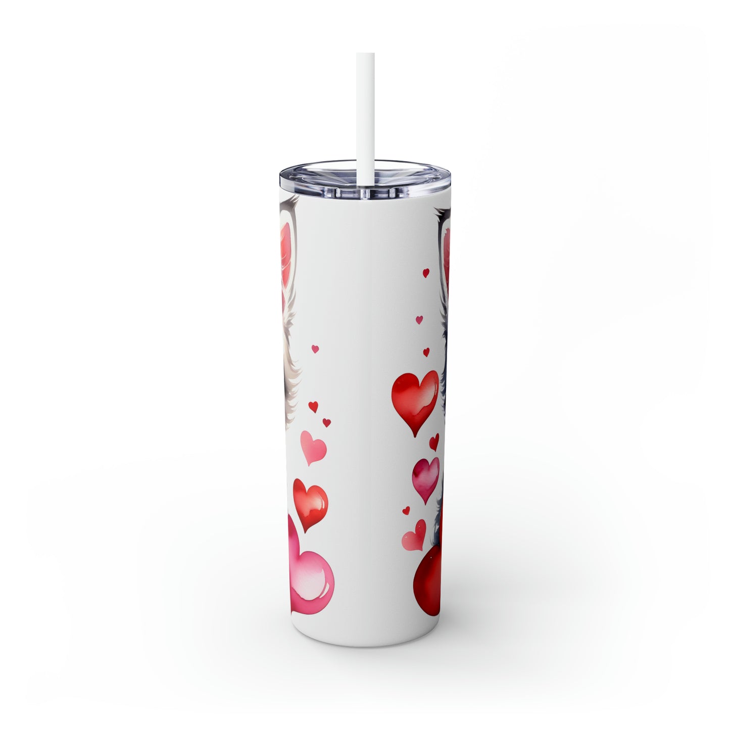 Skinny Tumbler with Straw, 20oz, Cat