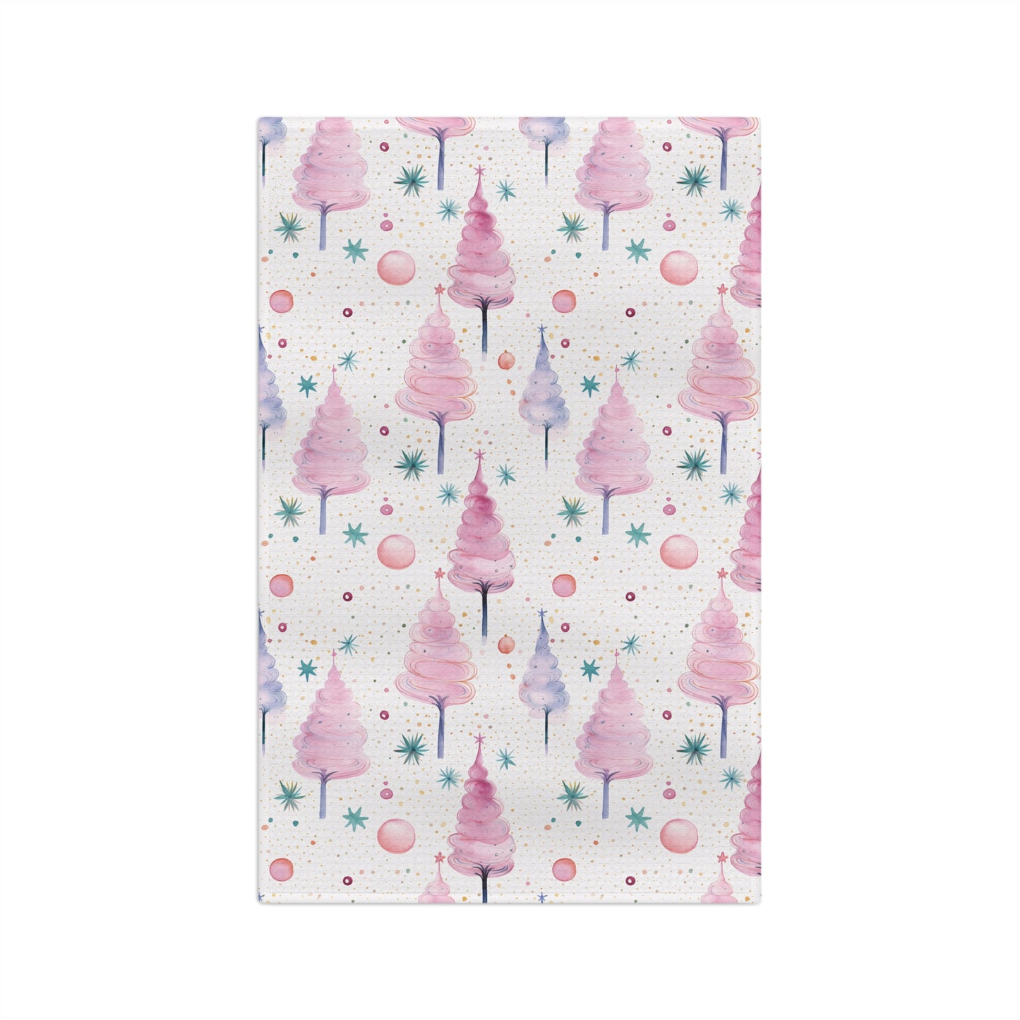 Microfiber Tea Towel, Pink Christmas Trees