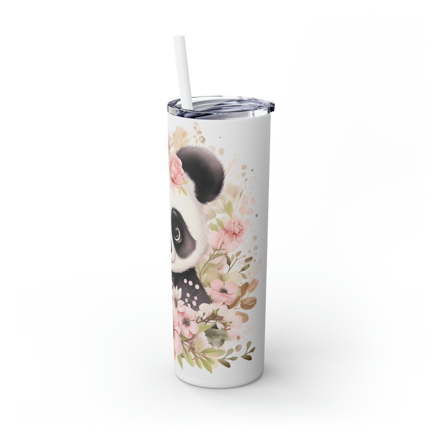 Skinny Tumbler with Straw, 20oz, Panda