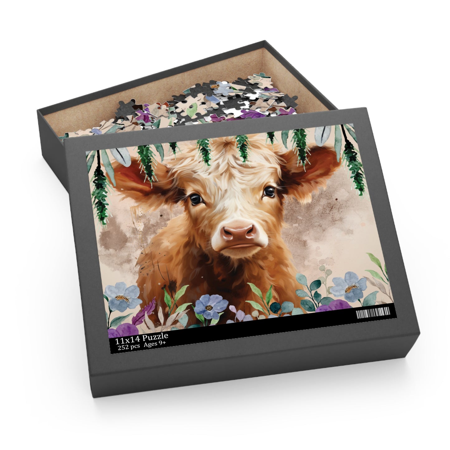 Personalised/Non-Personalised Puzzle, Highland Cow (120, 252, 500-Piece)