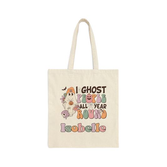 Cotton Canvas Tote Bag, Personalized Trick or Treat Bag, Personalised Halloween Bag, Halloween Tote, Kids Halloween Bag, Trick-or-Treat Bag