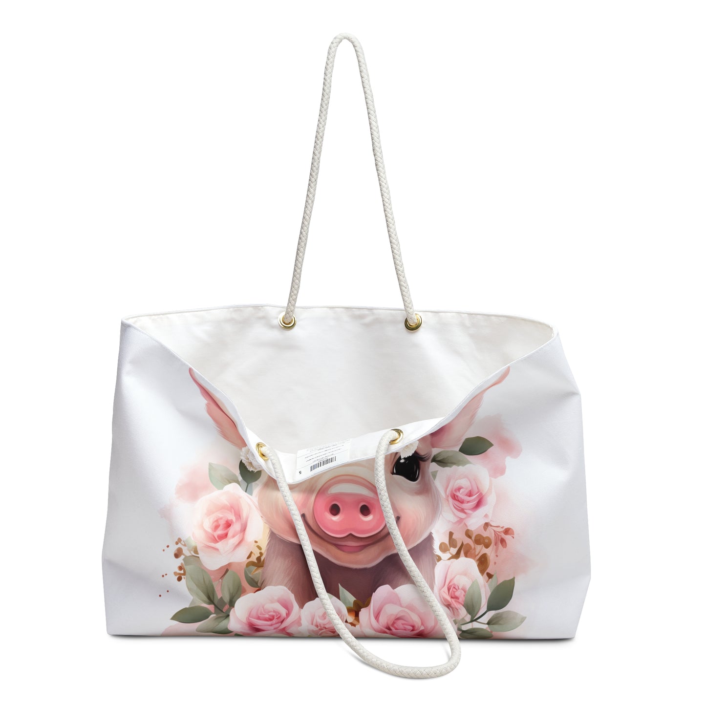 Personalised/Non-Personalised Weekender Bag, Pig, Large Weekender Bag, Beach Bag, Book Bag