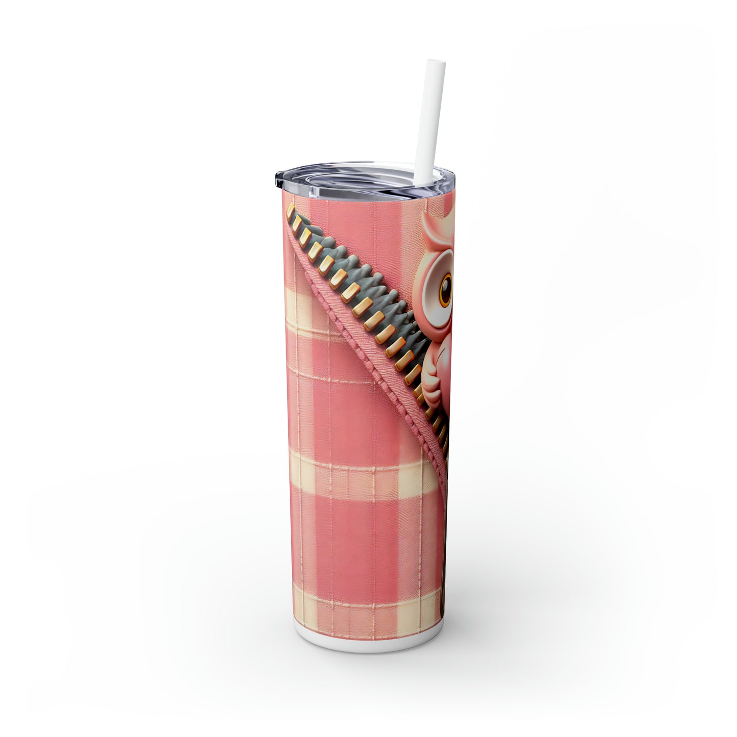 Skinny Tumbler with Straw, 20oz, Owl, Valentines Day