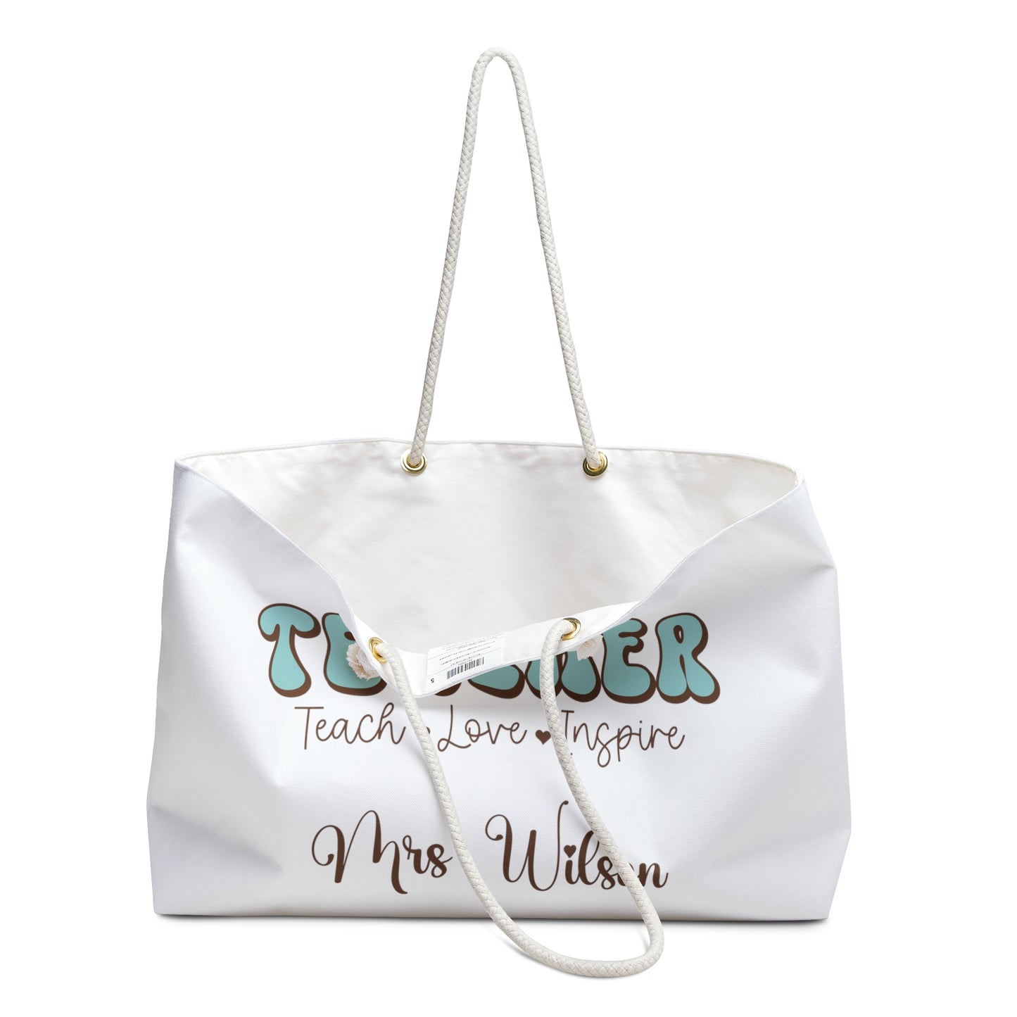 Personalised Weekender Bag, Teacher, Large Weekender Bag, Beach Bag, Teacher Bag