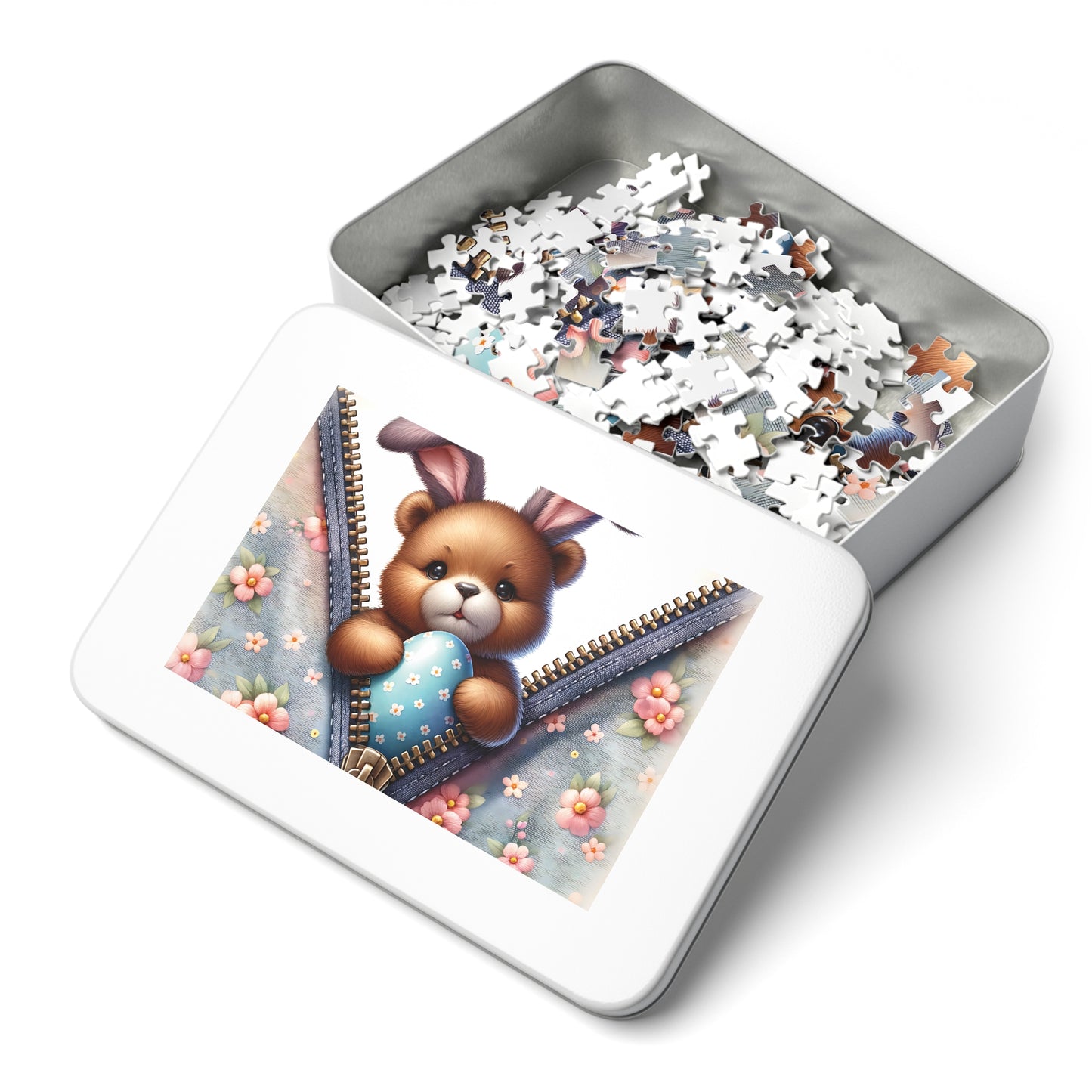 Jigsaw Puzzle, Easter, Bear with Bunny Ears, Personalised/Non-Personalised (30, 110, 252, 500,1000-Piece)