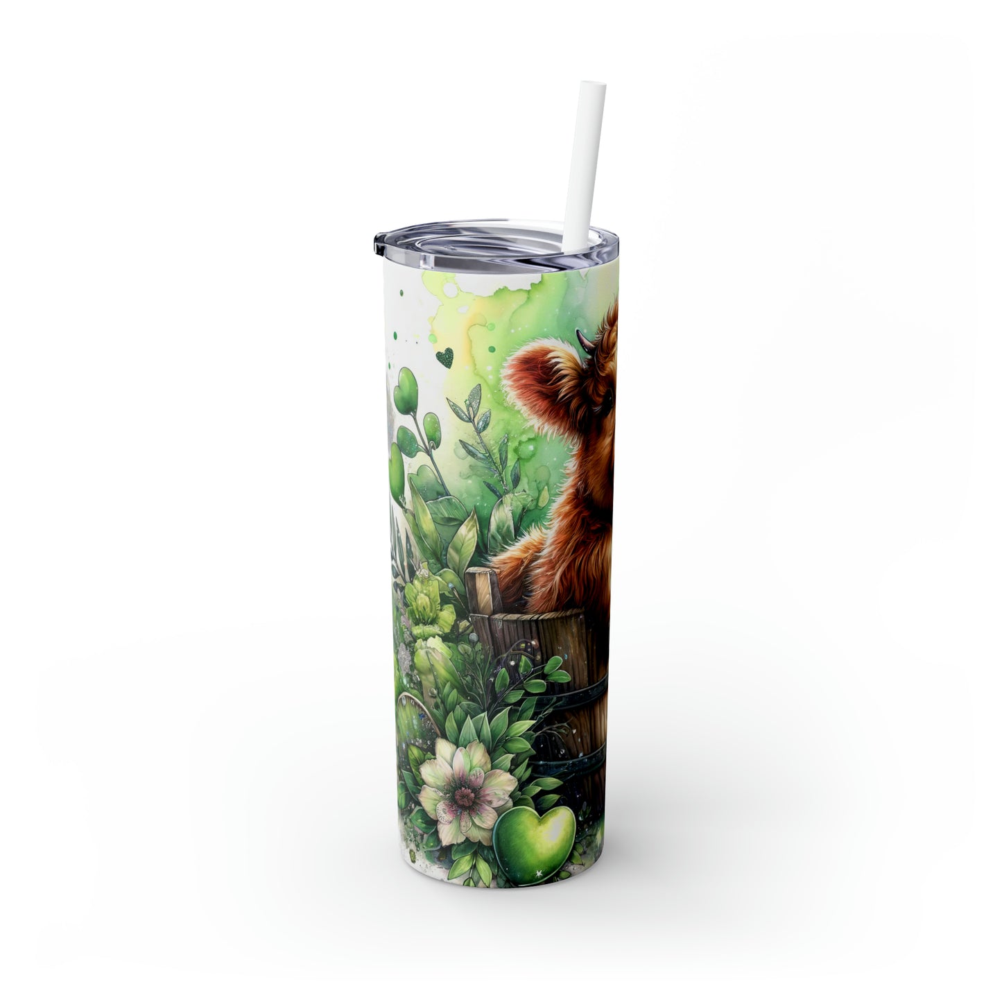 Skinny Tumbler with Straw, 20oz, Baby Highland Cow