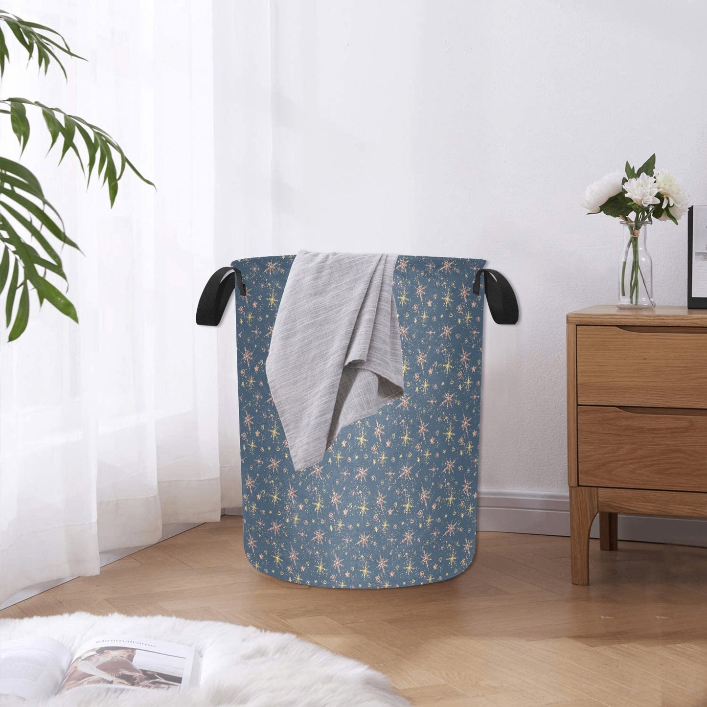 Blue Christmas Laundry Basket Laundry Bag (Large)