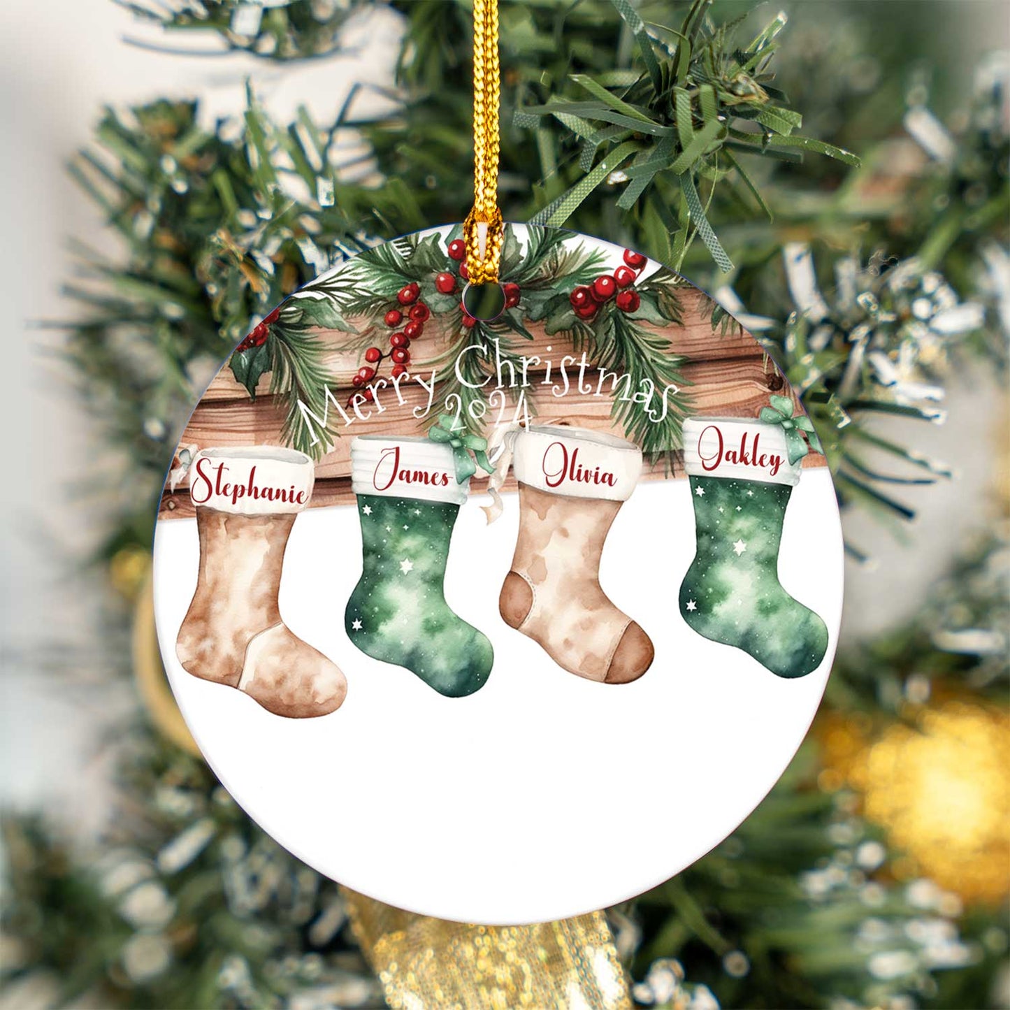 Personalised Stockings Christmas Ceramic Ornament