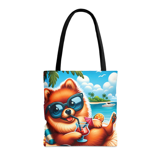 Tote Bag, Dog on Beach, Pomeranian, Tote bag, awd-1231