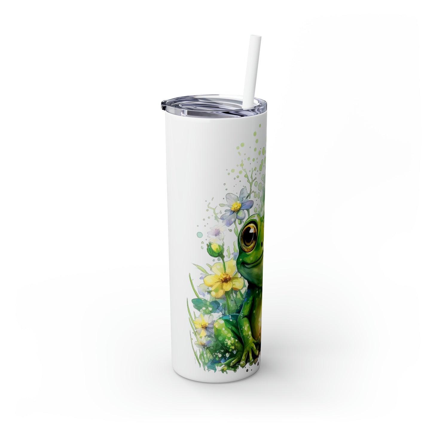 Skinny Tumbler with Straw, 20oz, Frog, awd-541