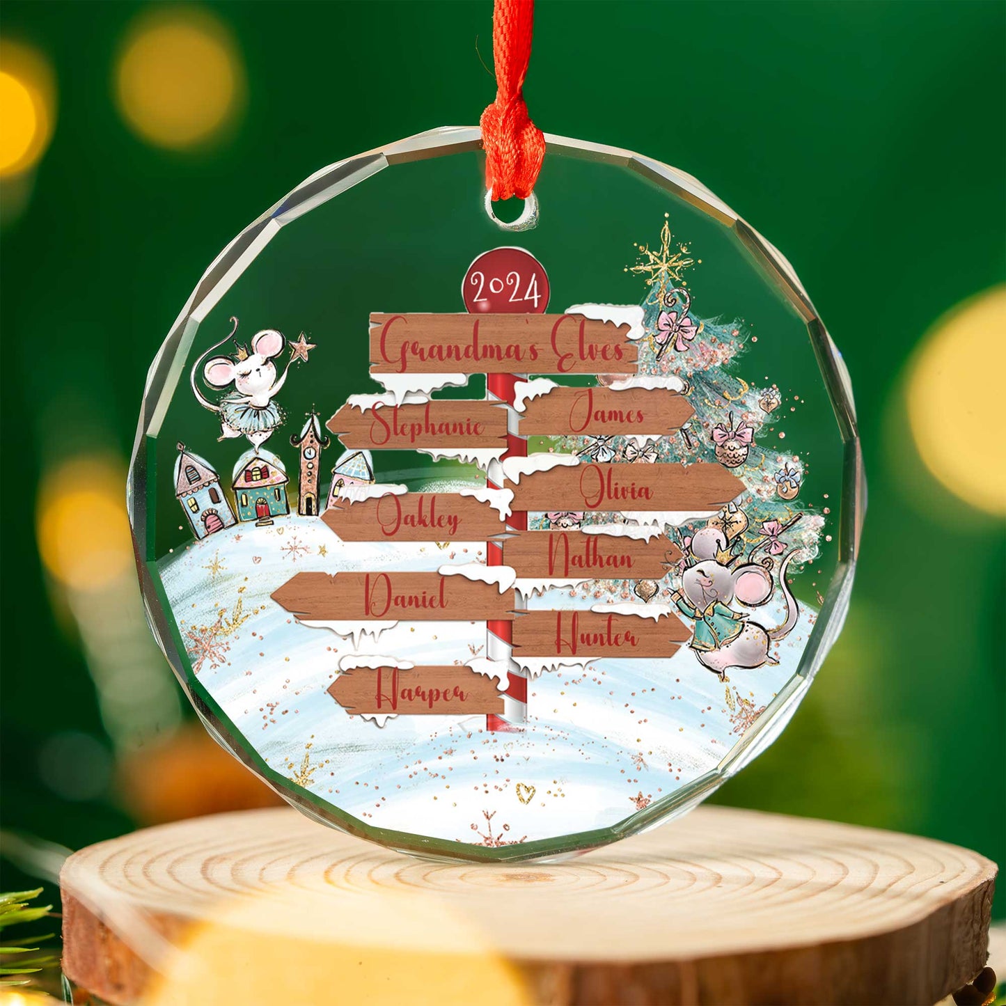 Personalised North Pole Christmas Glass Ornament