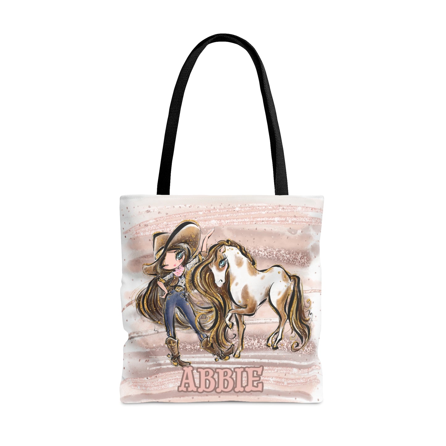 Personalised Tote Bag, Cowgirl & Horse, Brown Hair, Blue Eyes, Tote bag