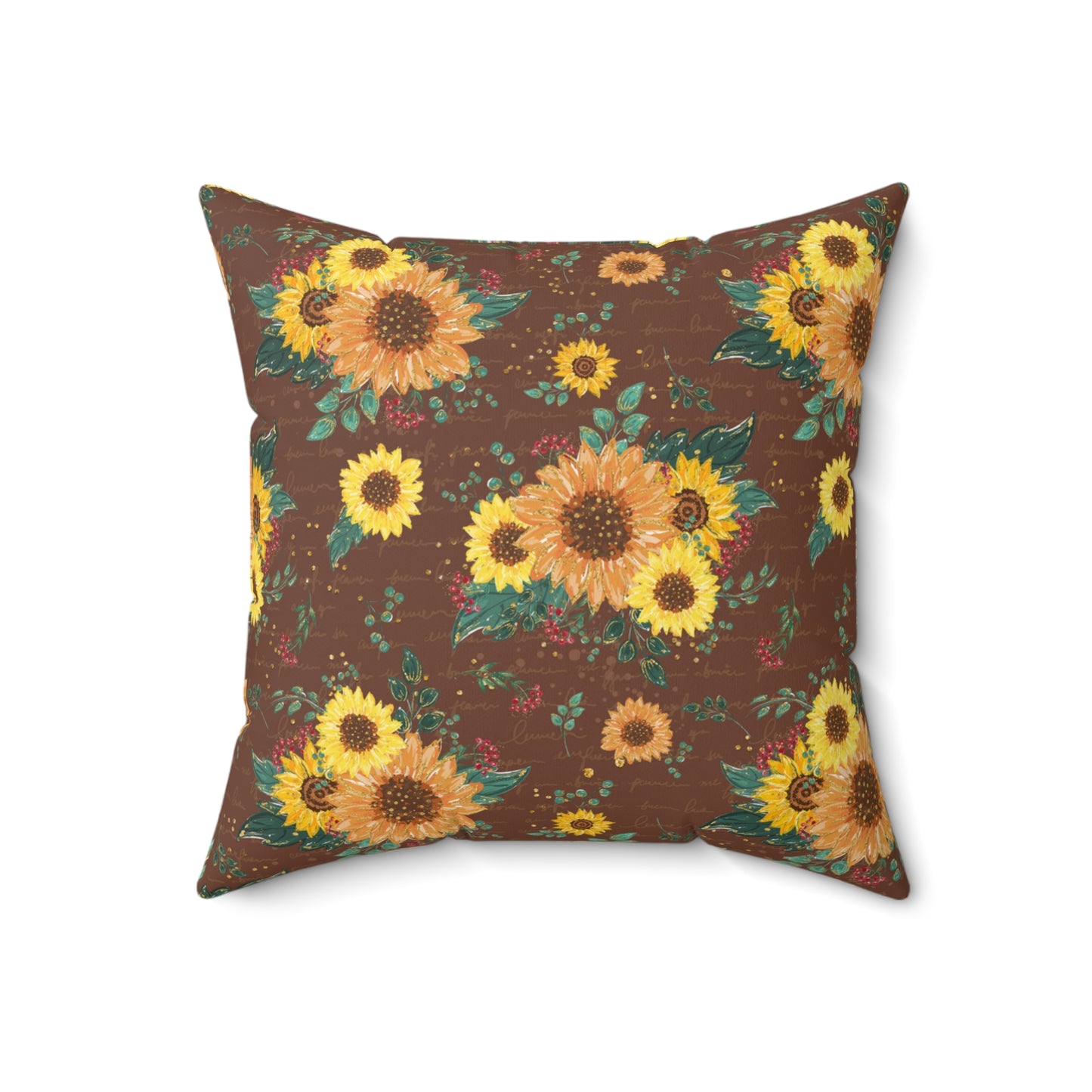 Spun Polyester Square Pillow, Sunflower Cushion, Floral Cushion