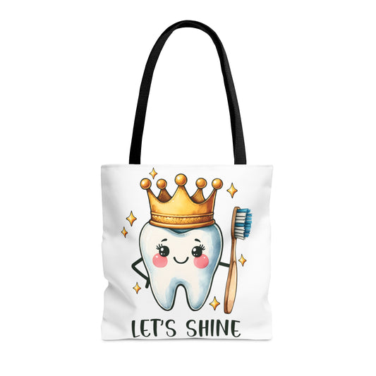 Tote Bag, Dentist, Tooth, Let's Shine, Personalised/Non-Personalised Tote bag