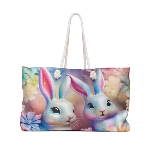 Personalised/Non-Personalised Weekender Bag, Rabbits, Large Weekender Bag, Beach Bag, Book Bag