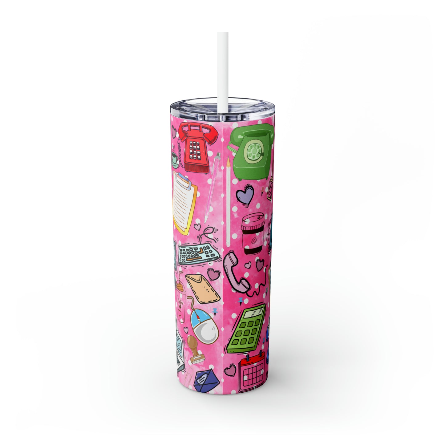 Skinny Tumbler with Straw, 20oz, Receptionist