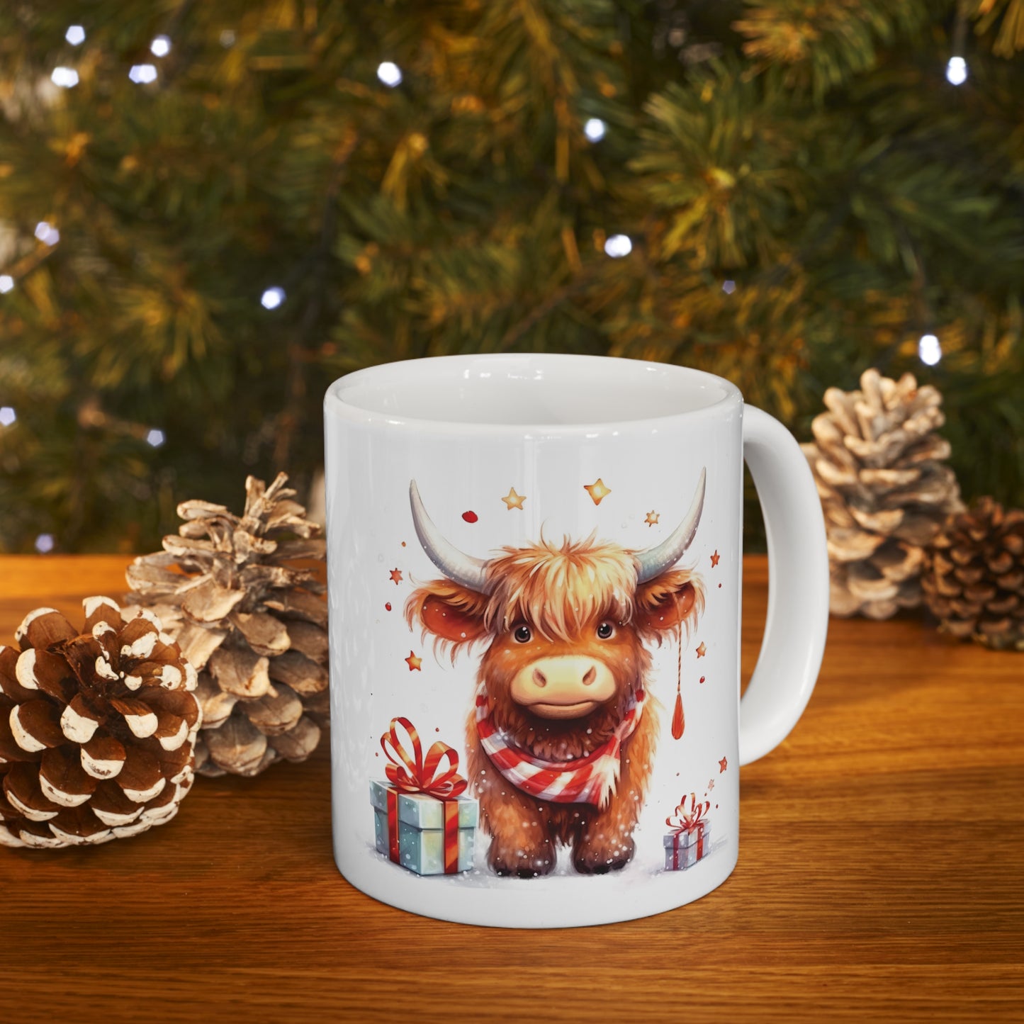 Personalised/Non Personalised Highland Cow, Ceramic Mug 11oz, Highland Cow Mug