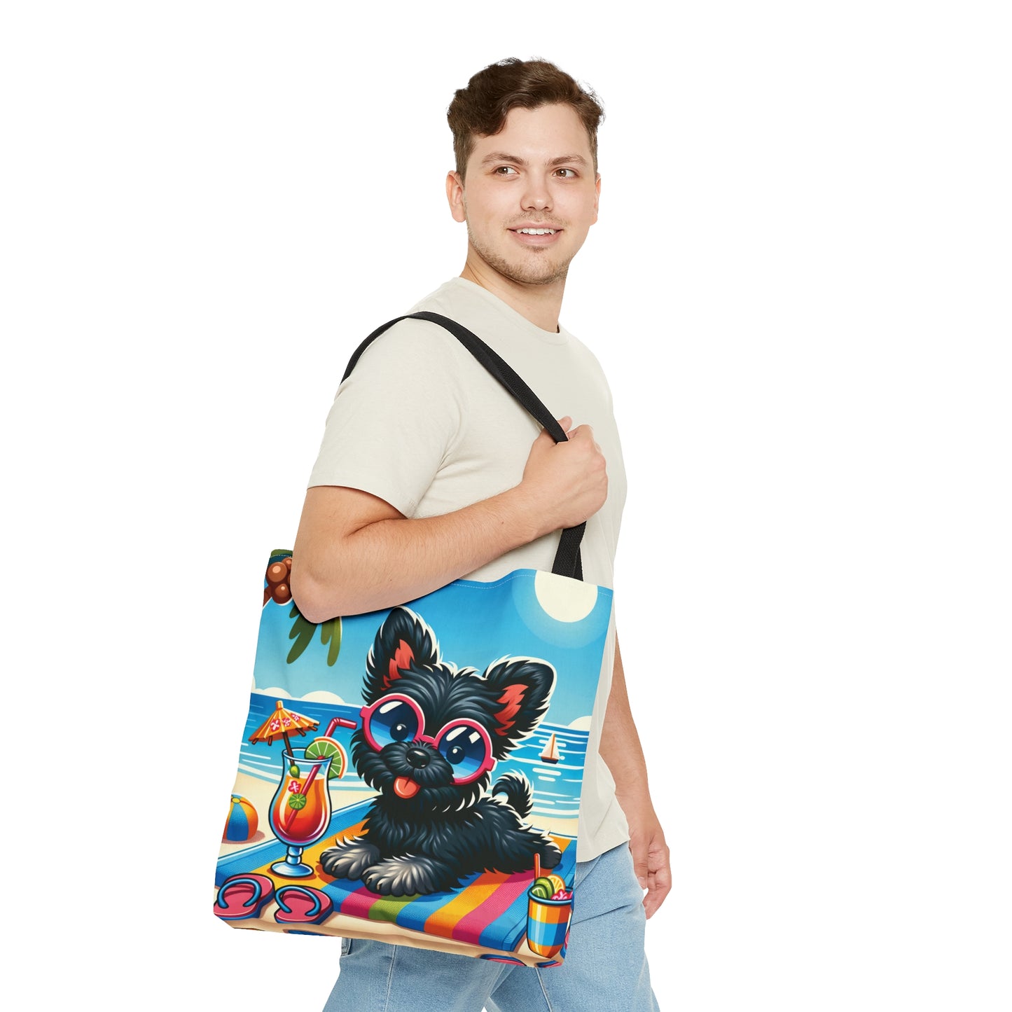 Tote Bag, Dog on Beach, Affenpinscher, Tote bag, awd-1174