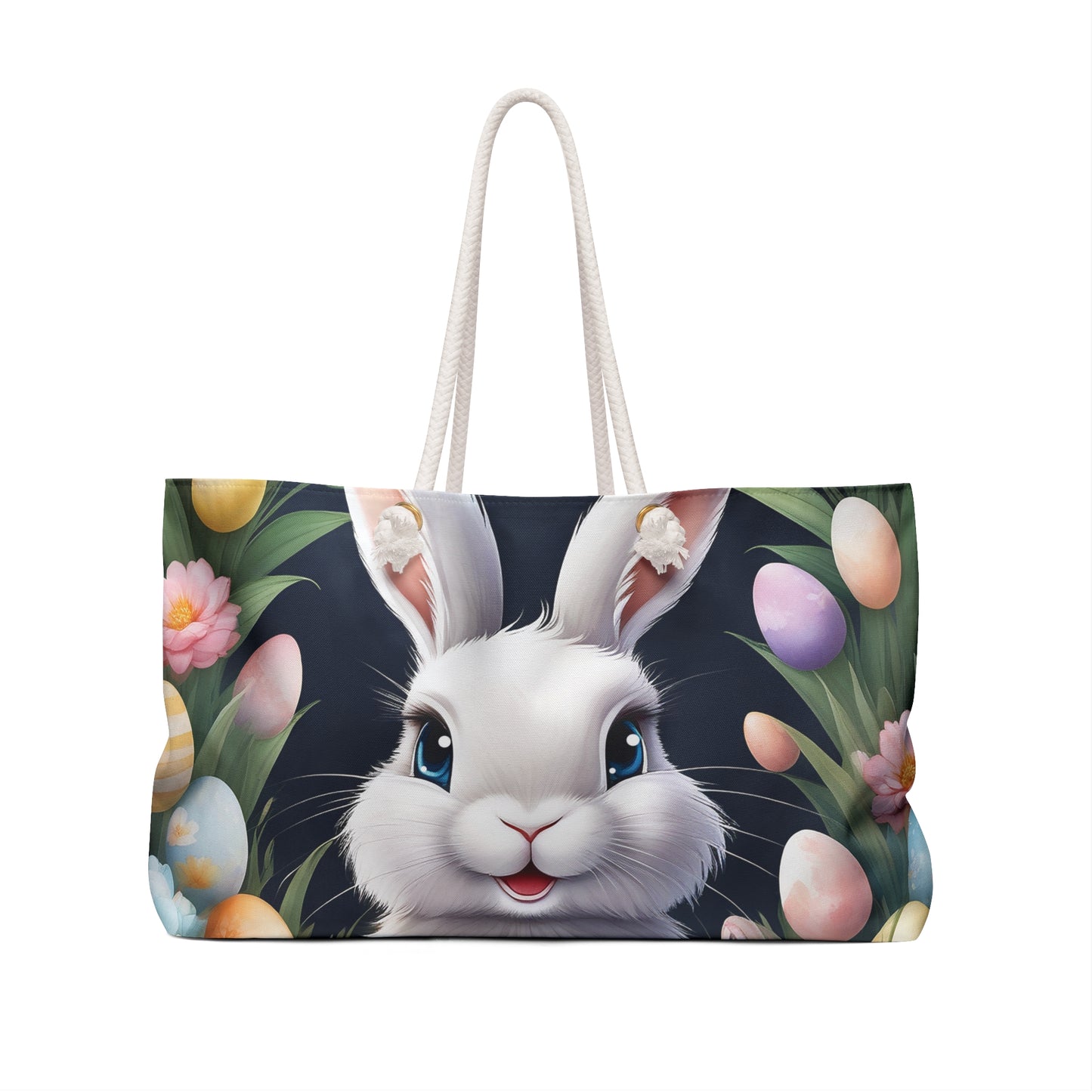 Personalised/Non-Personalised Weekender Bag, Easter Bunny, Rabbit Large Weekender Bag, Beach Bag, Book Bag