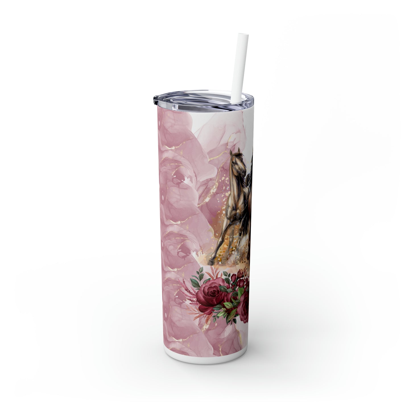 Skinny Tumbler with Straw, 20oz, Horses, awd-1350