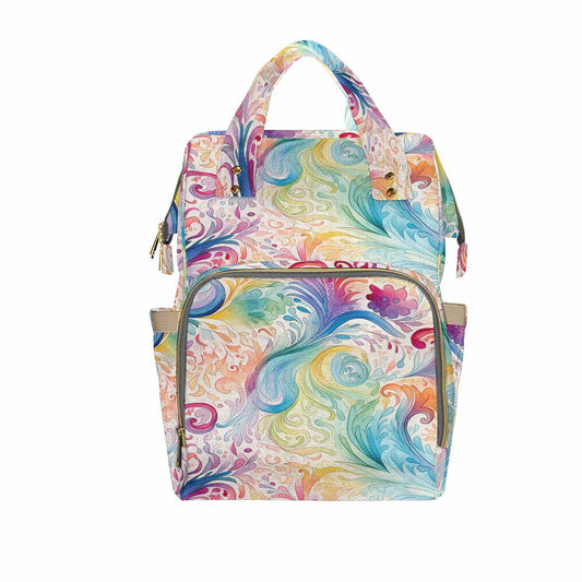 Pastel Rainbow Paisley Diaper Bag Backpack