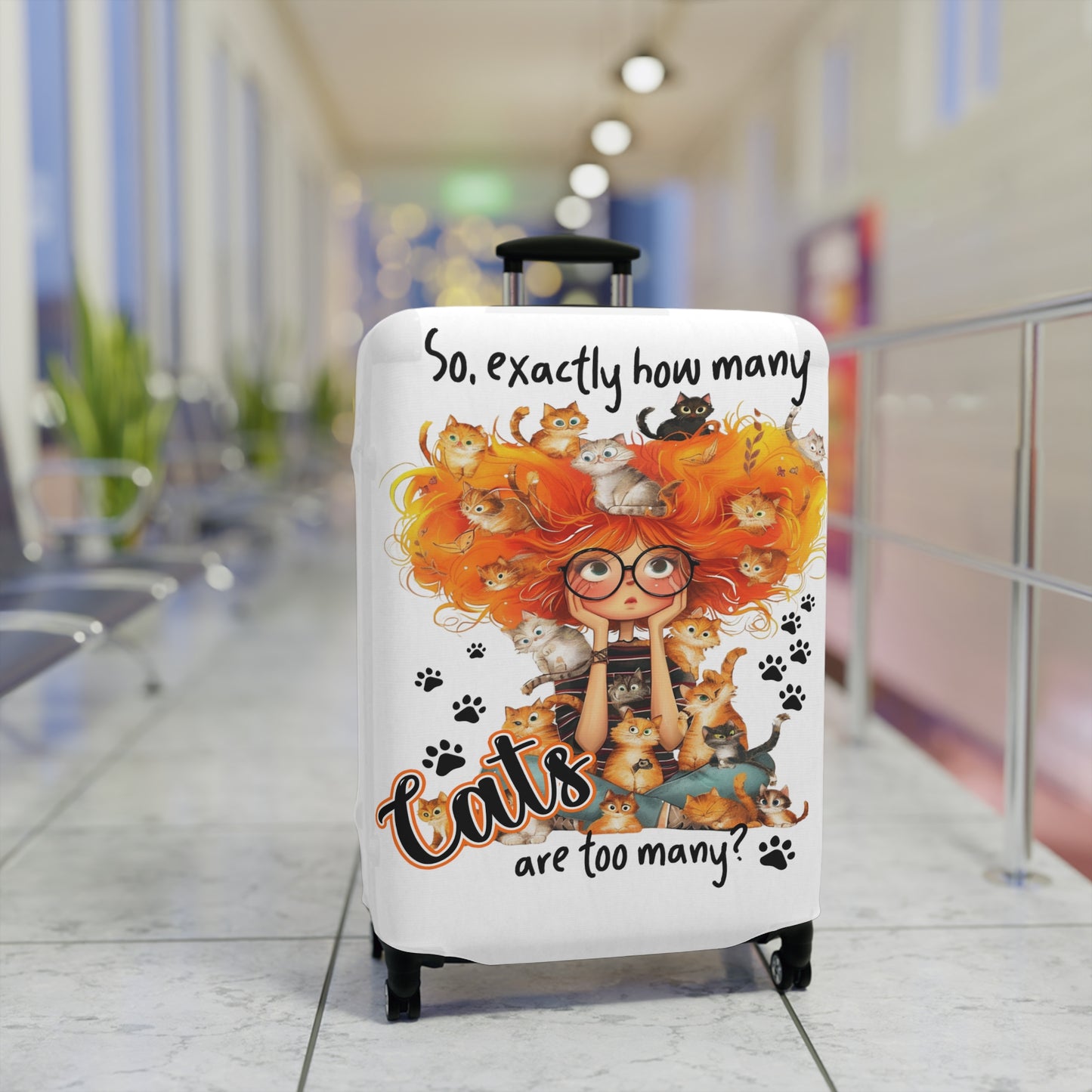 Luggage Cover, Cat, Funny Quote, So how many cats are too many, awd-4016