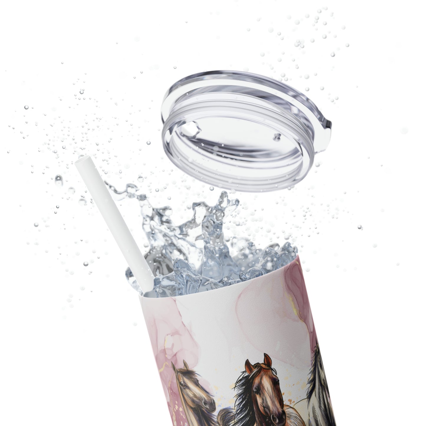 Skinny Tumbler with Straw, 20oz, Horses, awd-1350