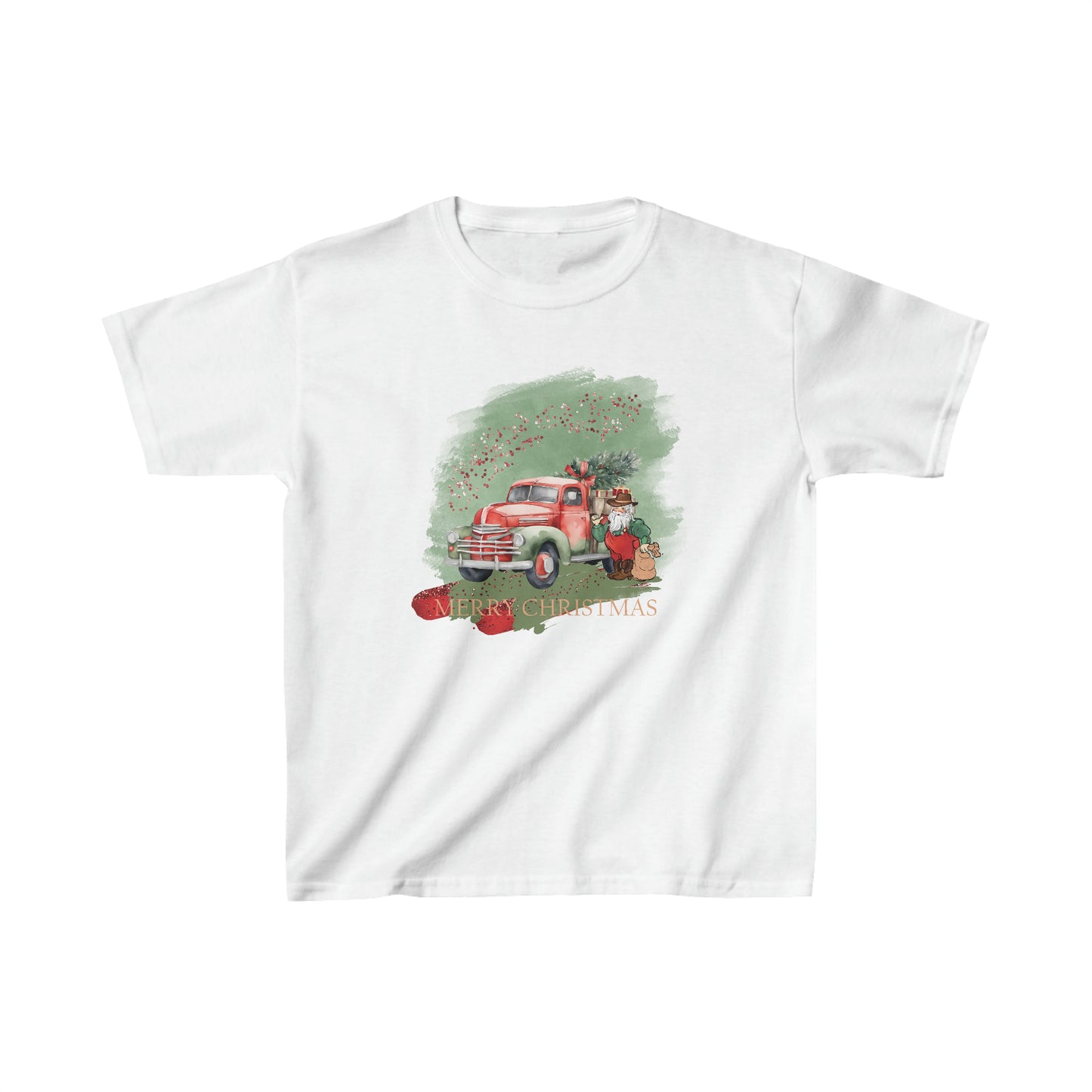 Kids Heavy Cotton™ Tee, Christmas Truck, Sage Christmas, Country Christmas Tshirt