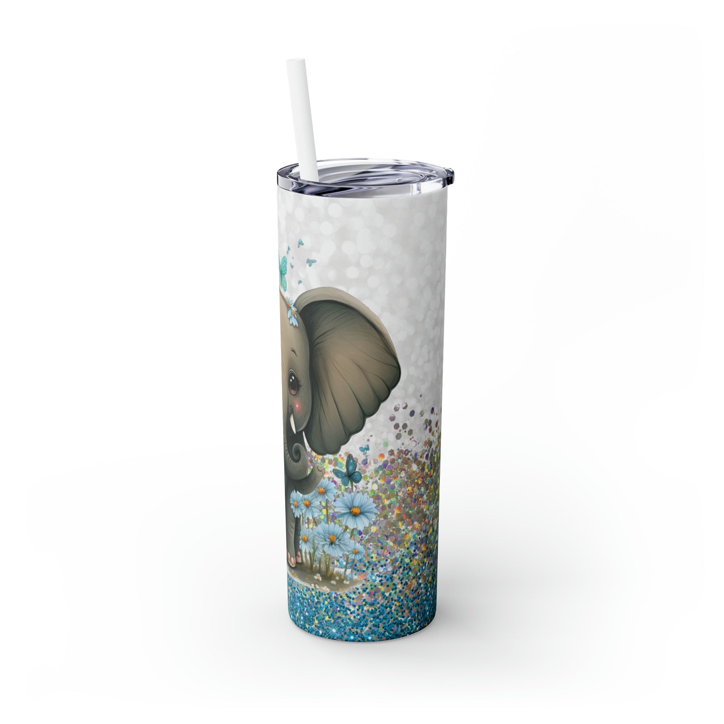 Skinny Tumbler with Straw, 20oz, Elephant, awd-224