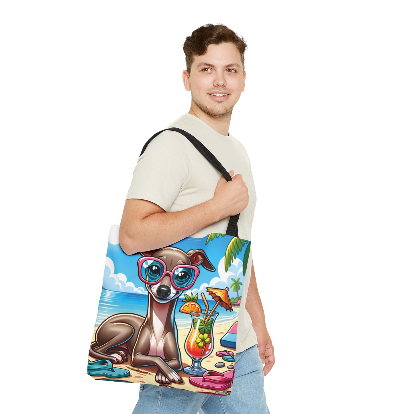 Tote Bag, Dog on Beach, Italian Greyhound, Tote bag,  awd-1218