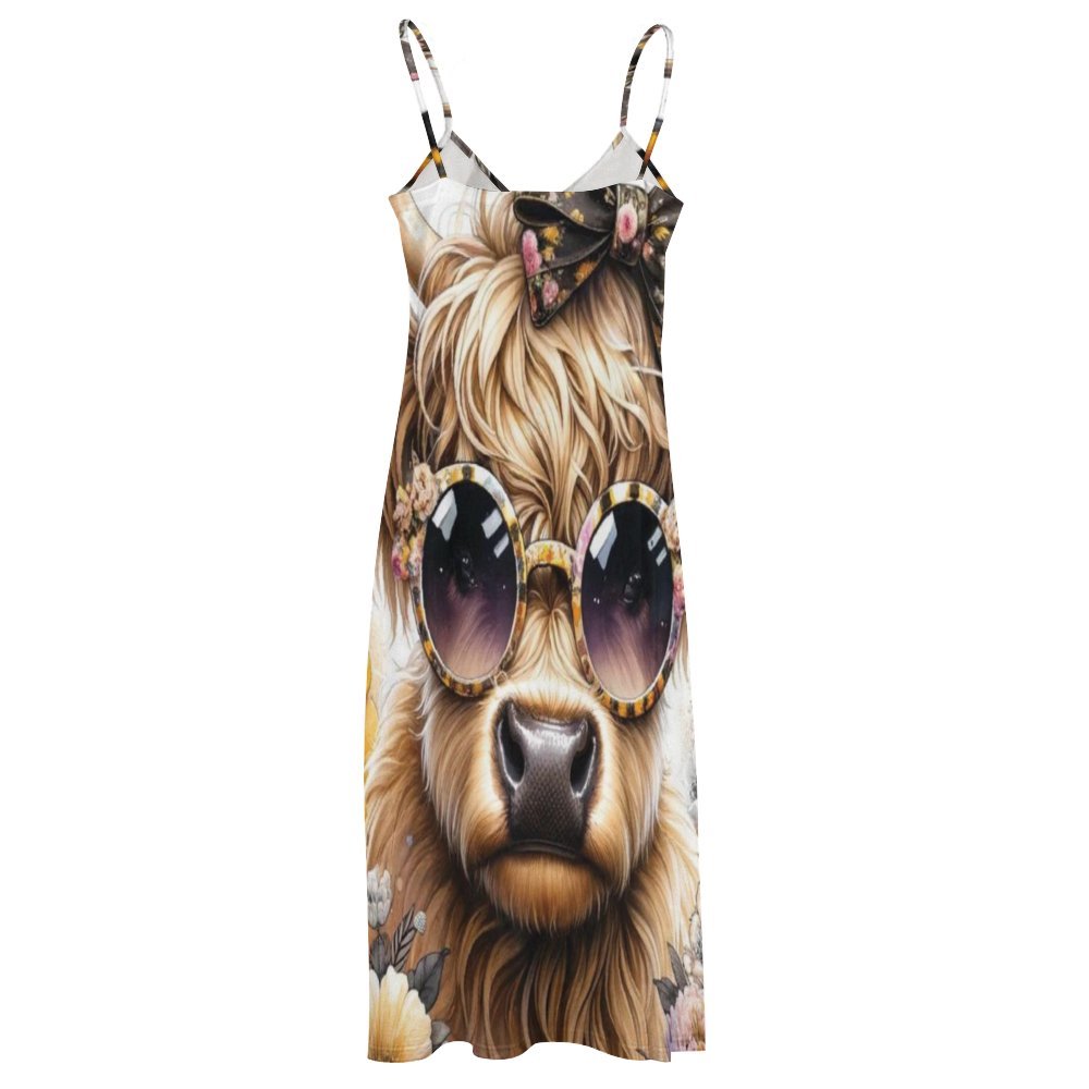 Highland Cow Spaghetti Strap Ankle-Length Dress Long dress