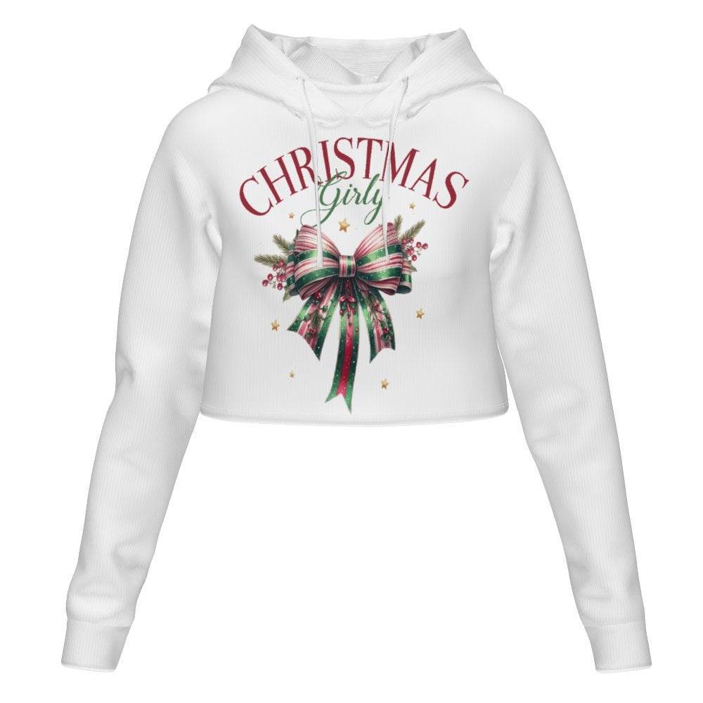 Women's All Over Print Cropped Hoodie (DLM) Hooded hoodie