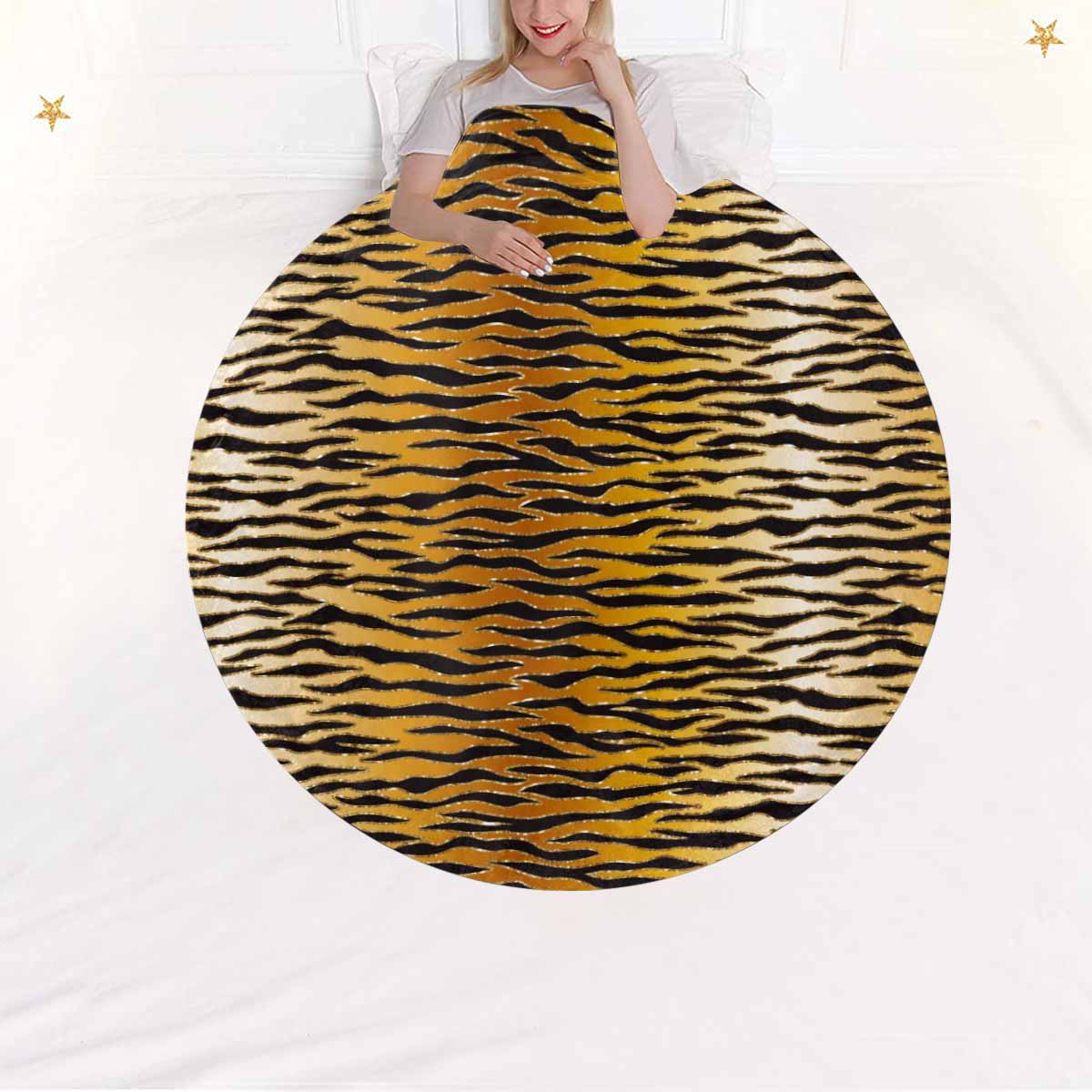 Glitter Gold Animal Print  Circular Micro Fleece Blanket 47"