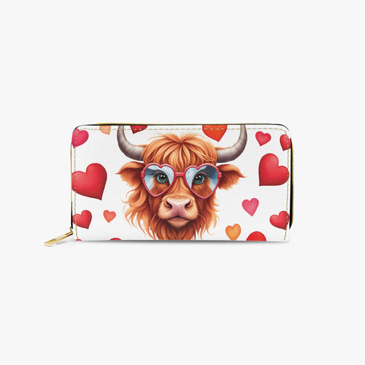 Long Type Zipper Purse - Highland Cow