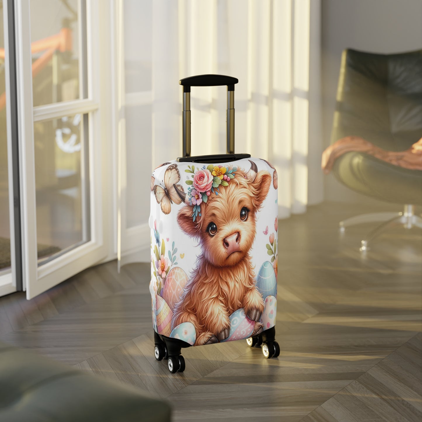 Luggage Cover, Easter, Highland Cow, awd-1061