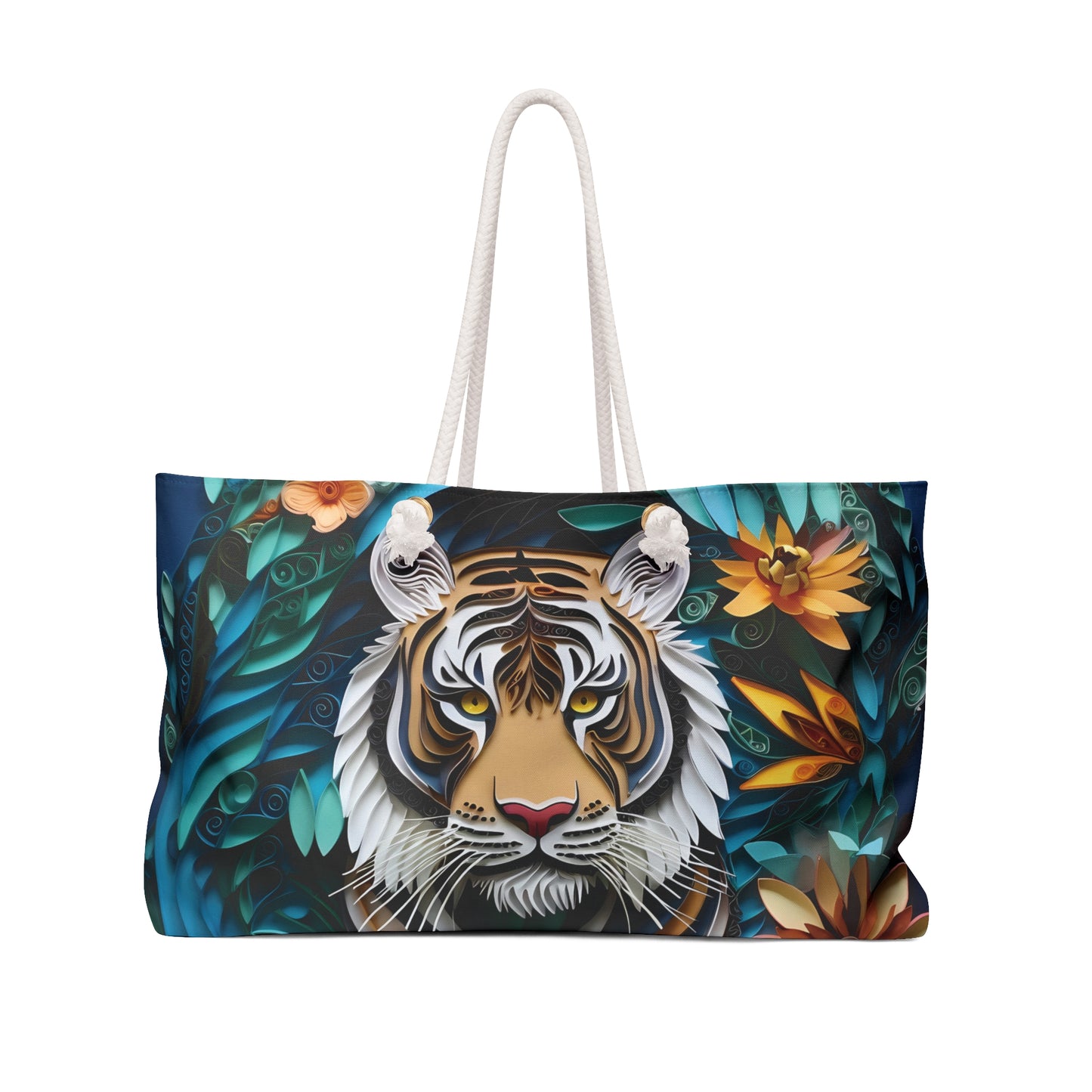 Personalised/Non-Personalised Weekender Bag, Tiger, Large Weekender Bag, Beach Bag, Book Bag