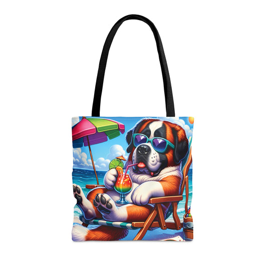 Tote Bag, Dog on Beach, St Bernard, Tote bag,  awd-1246