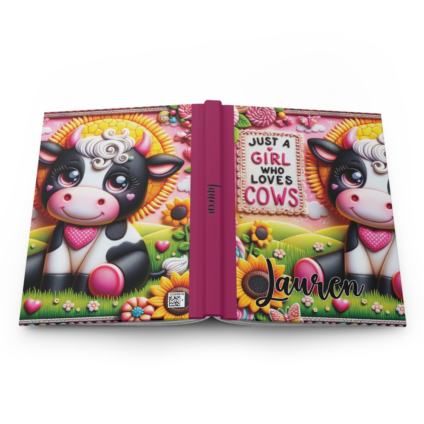 Personalised Hardcover Journal Matte, Just a Girl who Loves Cows, awd-1801