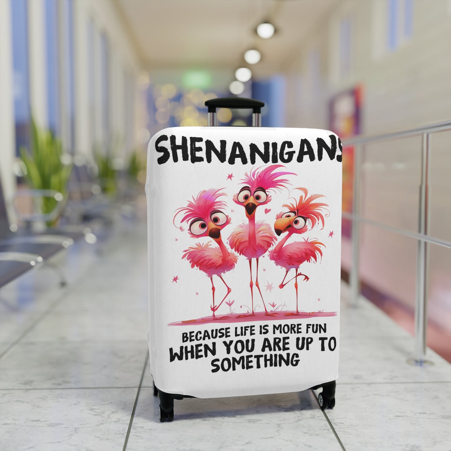 Luggage Cover, Flamingos, Shenanigans, awd-4001