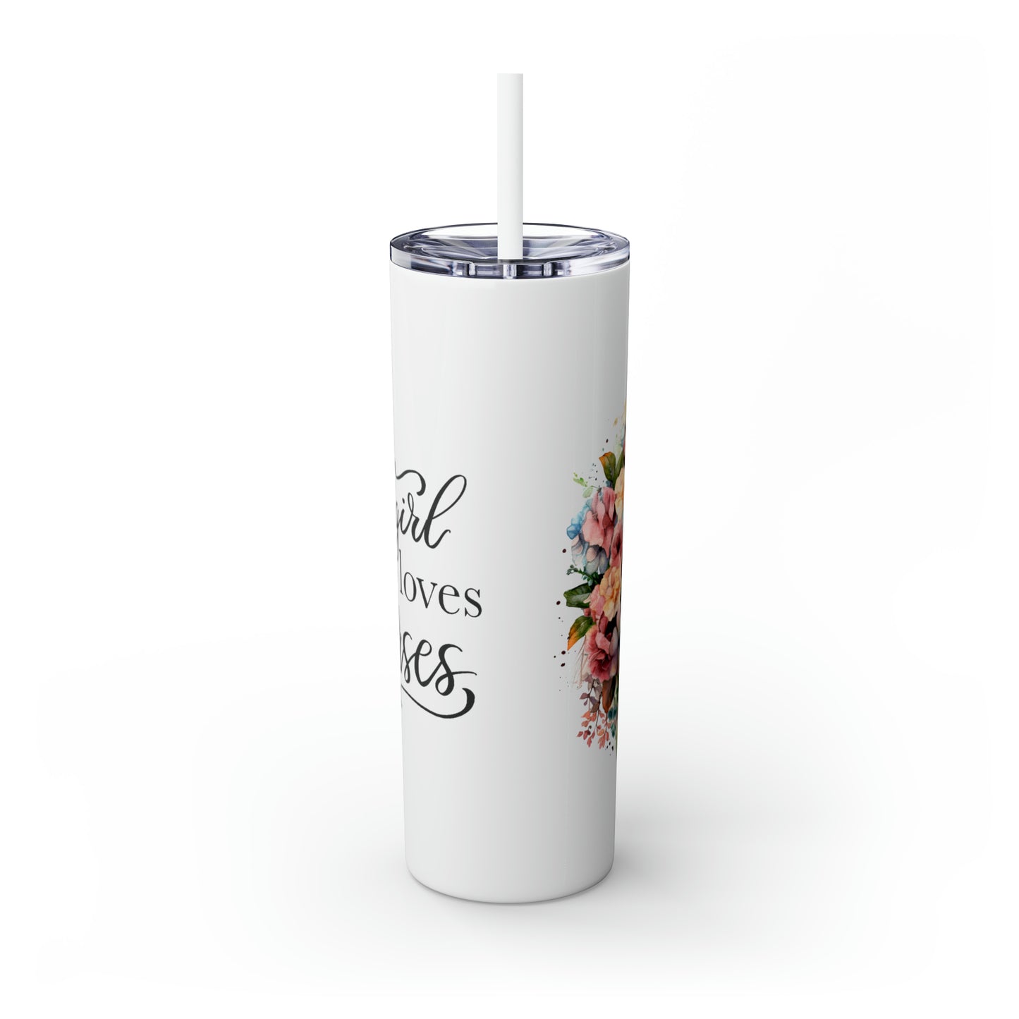 Skinny Tumbler with Straw, 20oz, Just A Girl Who Loves Horses