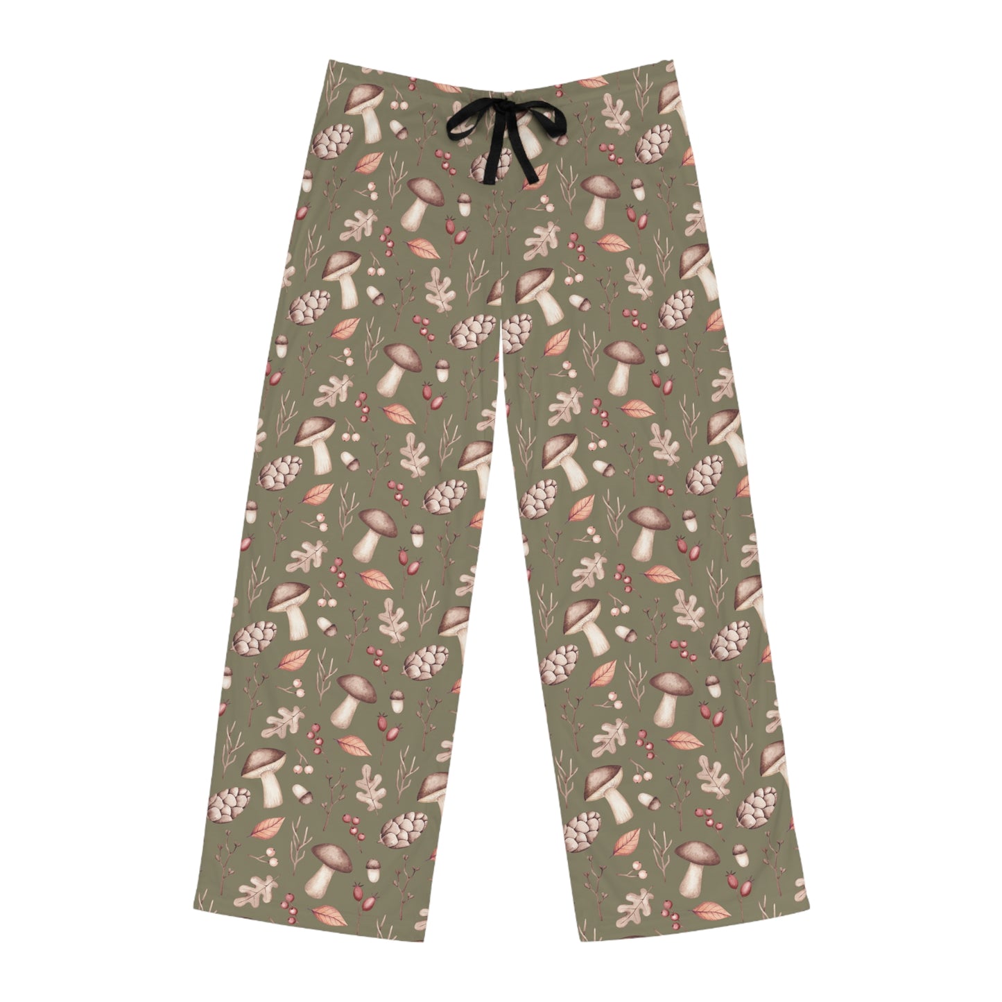 Men's Pajama Pants, Mushroom and Acorns, Sleepwear Bottoms