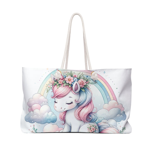 Personalised/Non-Personalised Weekender Bag, Unicorn, Large Weekender Bag, Beach Bag, Book Bag