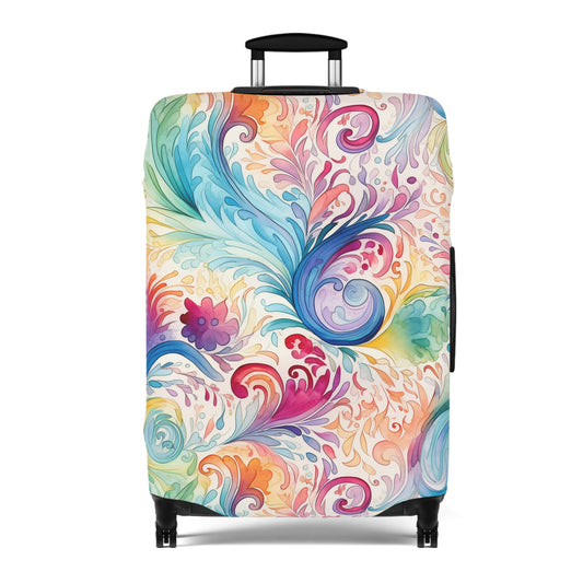 Luggage Cover, Rainbow Pastel Paisley