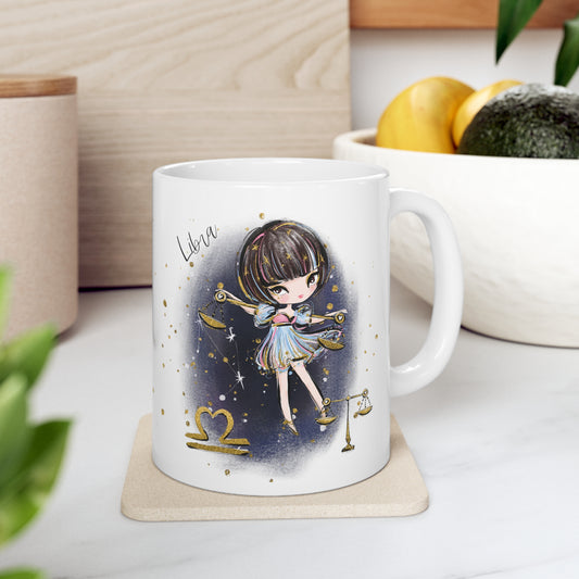 Personalised/Non Personalised Zodiac Sign, Libra, Ceramic Mug 11oz