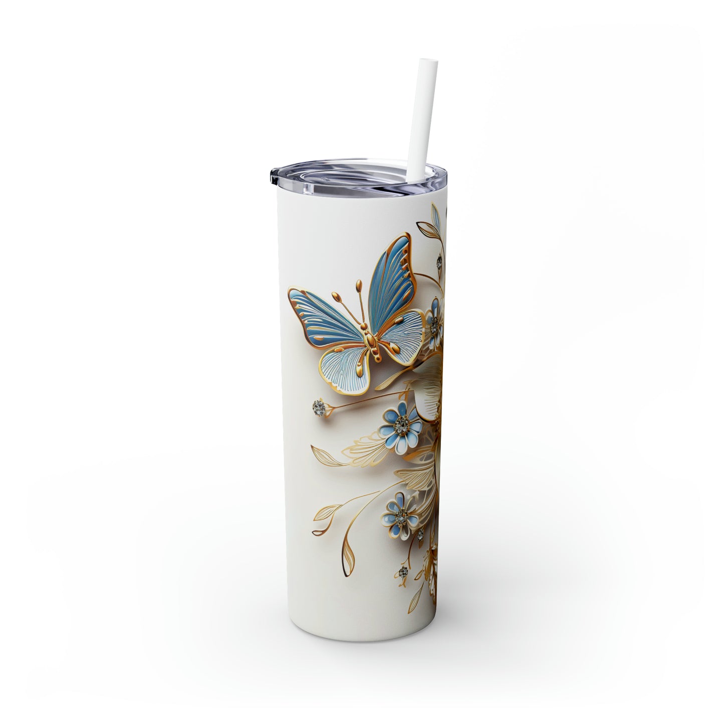 Skinny Tumbler with Straw, 20oz, Floral, awd-414