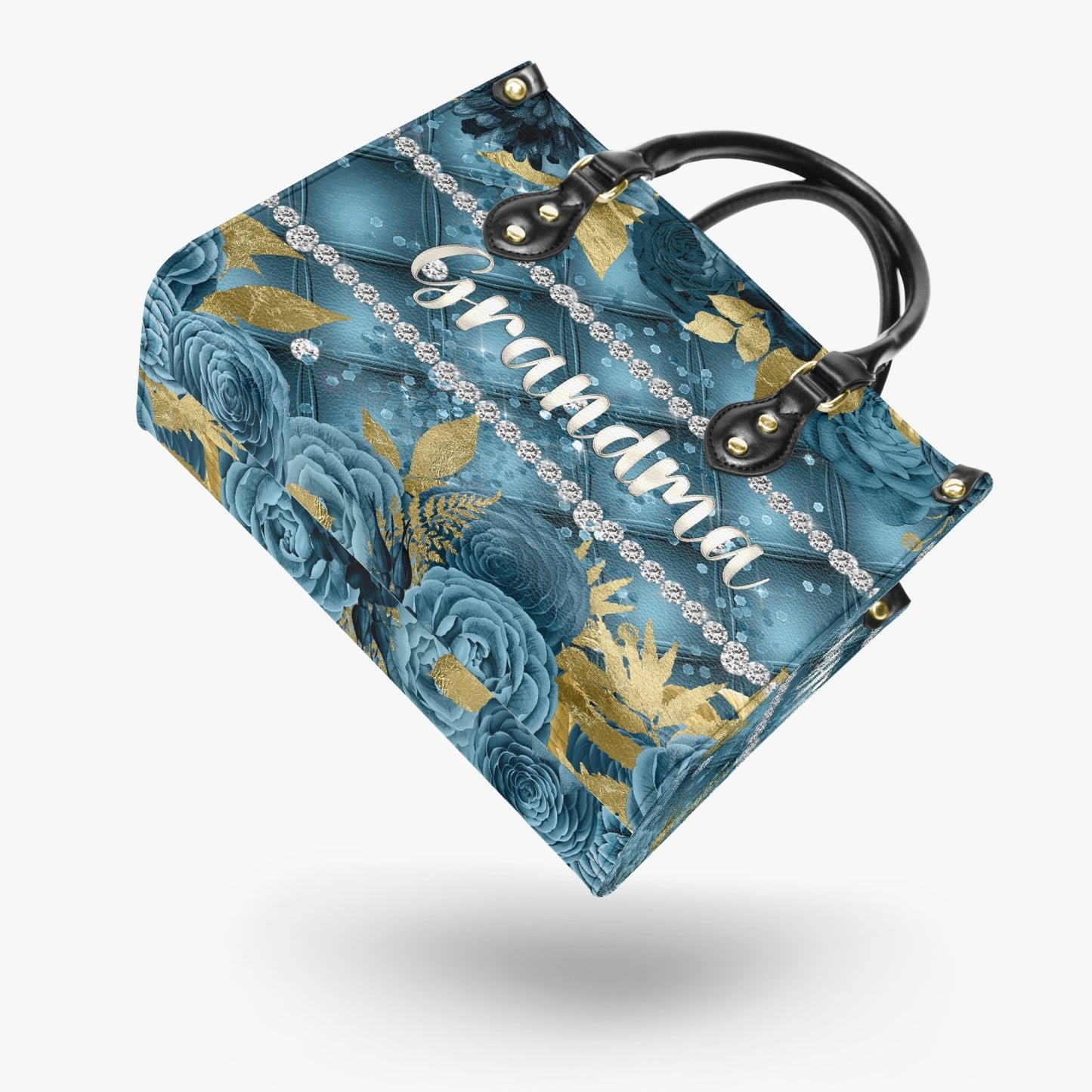 Women's Tote Bag - Teal Floral - Grandma