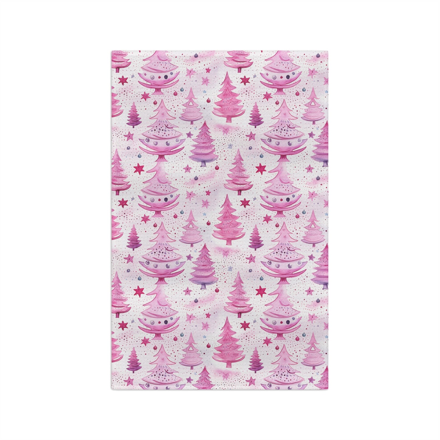 Microfiber Tea Towel, Pink Christmas Trees